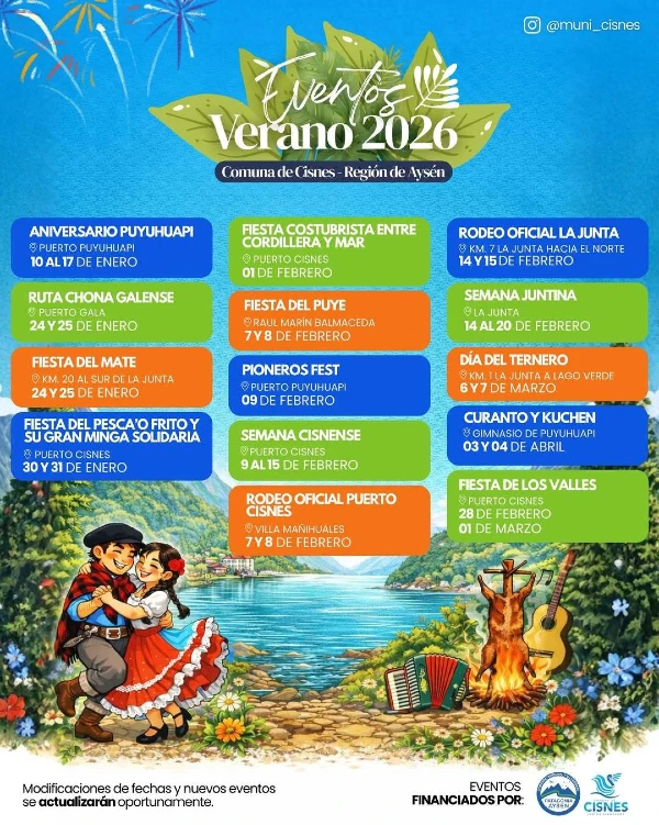 Actividades Verano 2026 Comuna de Cisnes, Aysén