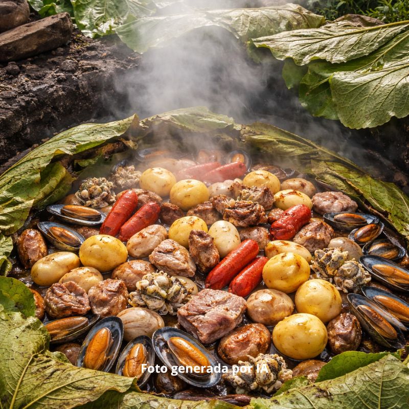 2. F.C. Historia del curanto chileno imagen de curanto generada por IA