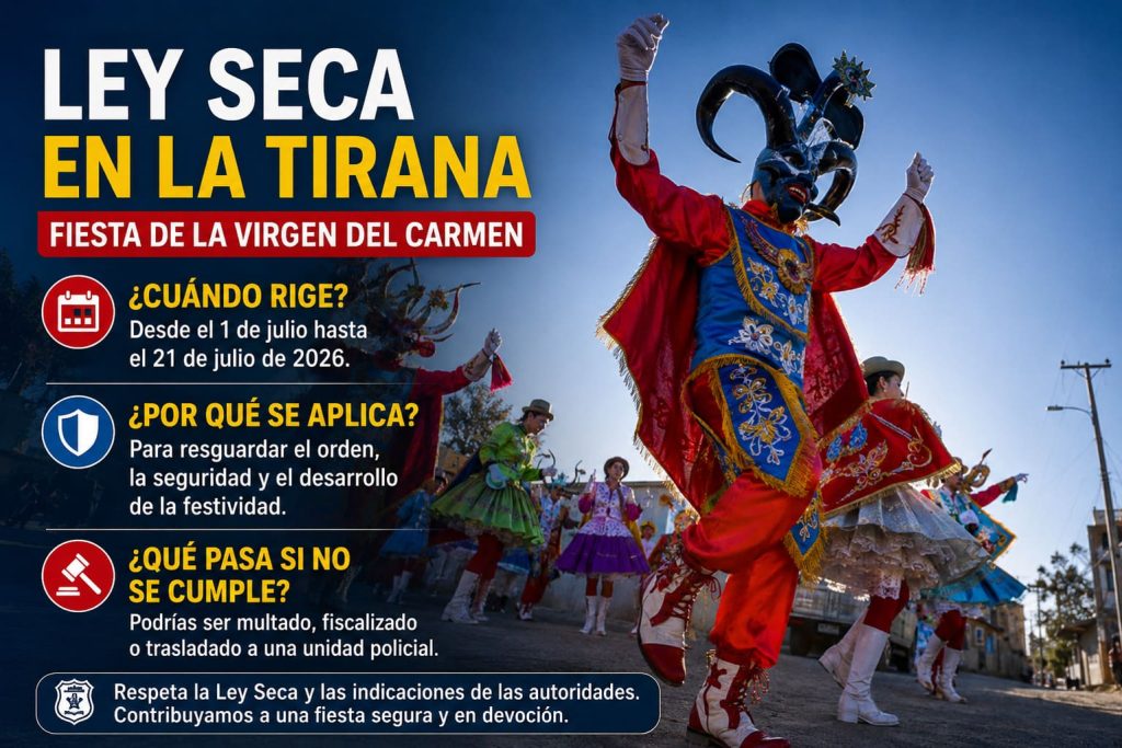 Ley seca en La Tirana infografia 2026